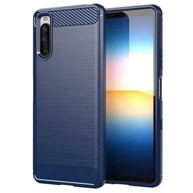 SKALO Sony Xperia 10 III Armor Carbon Iskunkestävä TPU suojakuori - Sininen
