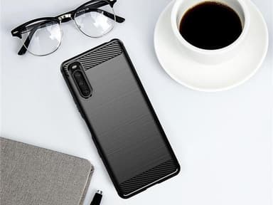 SKALO Sony Xperia 10 III Armor Carbon Iskunkestävä TPU suojakuori - Sininen