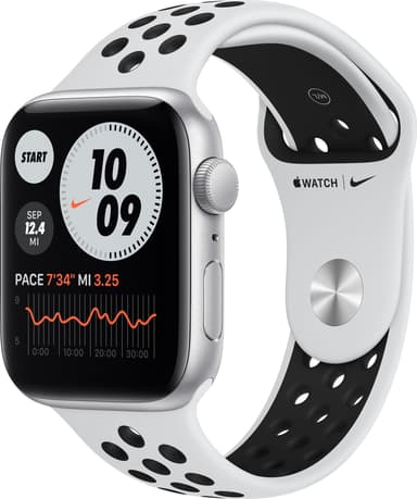 Apple Watch Nike SE 44 mm GPS (hop. alum./platinamusta sport-ranneke)