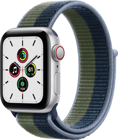 Apple Watch SE 40 mm LTE (hop. alum./sinivihreä sport-ranneke)