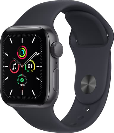 Apple Watch SE 40 mm GPS (harmaa alu./keskiyö sport-ranneke)