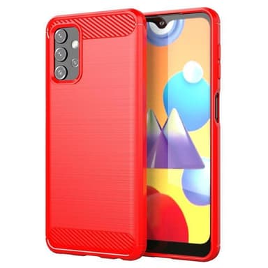 SKALO Samsung A32 5G Armor Carbon Iskunkestävä TPU suojakuori - Punainen