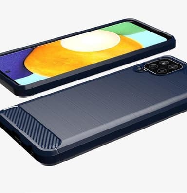 SKALO Samsung A22 4G Armor Carbon Iskunkestävä TPU suojakuori - Sininen