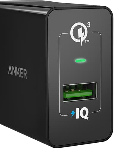 Anker PowerPort+1 w QC 3.0 18 W USB-A laturi (musta)
