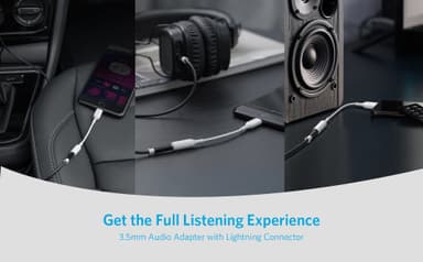 Anker Lightning – 3,5 mm kuulokeadapteri (musta)