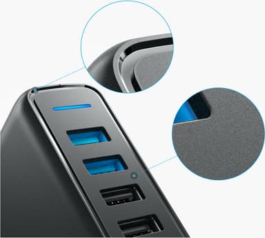 Anker PowerPort 5 multi-port USB-A laturi (musta)