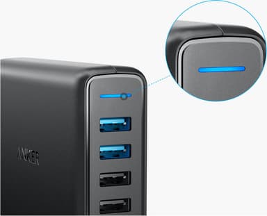 Anker PowerPort 5 multi-port USB-A laturi (musta)