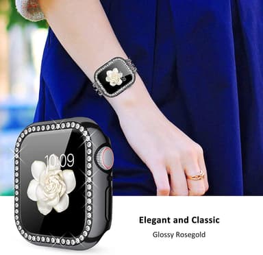 Apple Watch 40 mm: n täysi peittokotelo, jossa kiteet musta