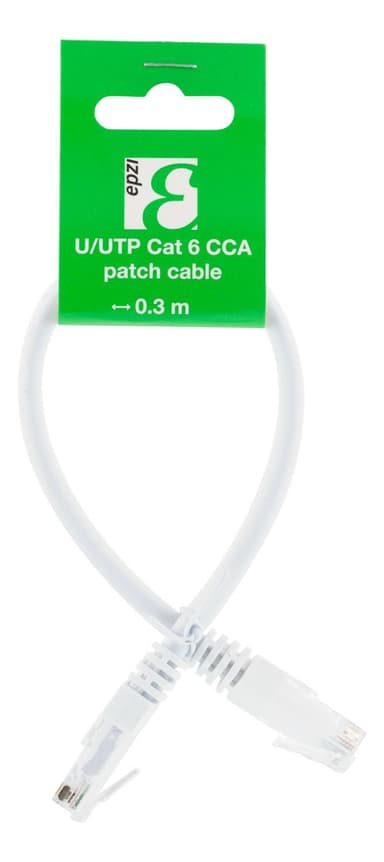 U/UTP Cat6 patch cable, CCA, 0.3m, 250MHz, white