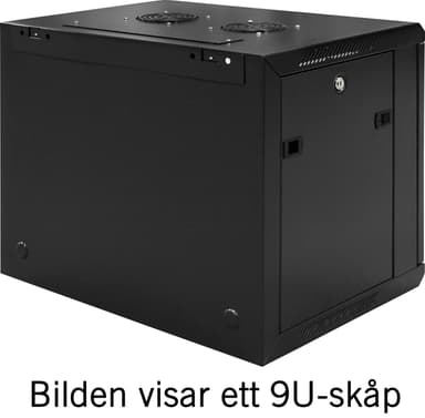 TOTEN, 19 "seinäkaappi, 6U, 600x450, lasiovi, musta