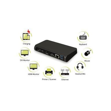 PORT DESIGNS Universal Office -telakointiasema: Type-C, näyttöportti, HDMI, LAN, 3x USB 3.0, ääniliitäntä