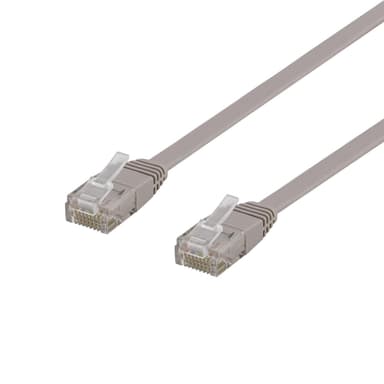 DELTACO U / UTP Cat6 -korjauskaapeli, litteä, 2m, 250MHz, harmaa
