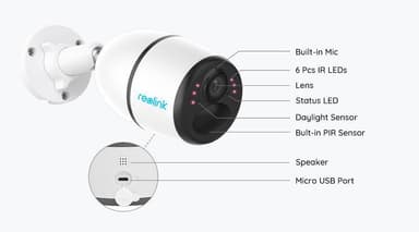 Reolink Langaton langaton HD-turvakamera Go Bullet, 2 MP, kiinteä, IP65, H.264, Micro SD, maks. 64 Gt