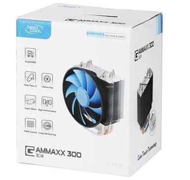 deepcool Deepcool "Gammaxx 300" -jäähdytin, 3 lämpöputkea, Intel -kanta LGA1366/115x/775, 125 W TDP ja AMD -kanta FMx+/AMx+/940/939/754, 130 W TDP universal