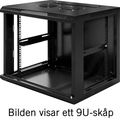 TOTEN, 19 "seinäkaappi, 6U, 600x450, lasiovi, musta