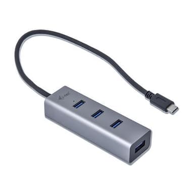 i-tec Metal C31HUBMETAL403, USB 3.2 Gen 1 (3.1 Gen 1) Type-C, USB 3.2 Gen 1 (3.1 Gen 1) Type-A, 5000 Mbit/s, Harmaa, Android, Kromi, 96 mm