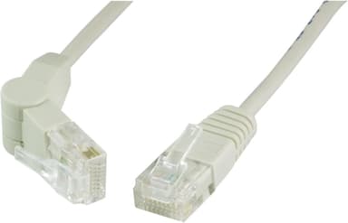 UTP Cat5e -kaapeli kulmaliittimellä, 1 m, harmaa