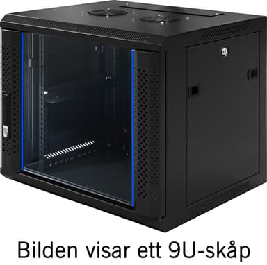 TOTEN, 19 "seinäkaappi, 6U, 600x450, lasiovi, musta