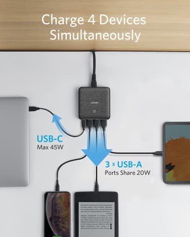 PowerPort Atom III Slim 45W 4x USB laturi (valkoinen)
