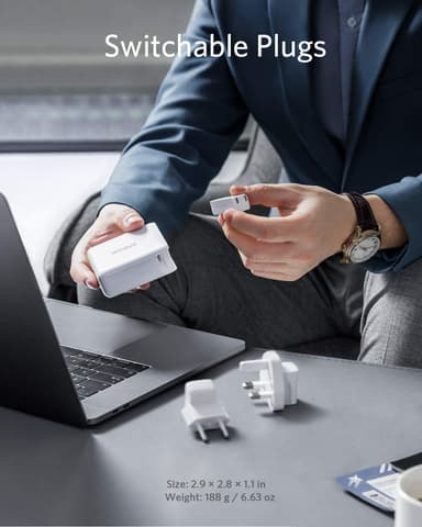 Anker PowerPort III 2-Port 60W USB-C laturi (valkoinen)