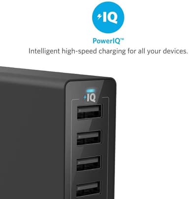 Anker PowerPort 6 Multi-port USB-A laturi (musta)