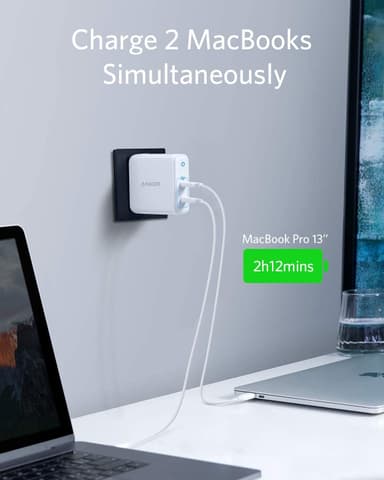Anker PowerPort III 2-Port 60W USB-C laturi (valkoinen)