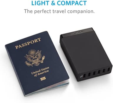 Anker PowerPort 6 Multi-port USB-A laturi (musta)
