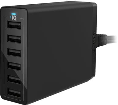 Anker PowerPort 6 Multi-port USB-A laturi (musta)