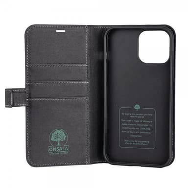 Onsala iPhone 13 Pro Max Kotelo ECO Wallet Musta