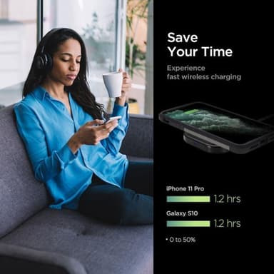 Spigen F309W SteadiBoost Compact Langaton Laturi Musta