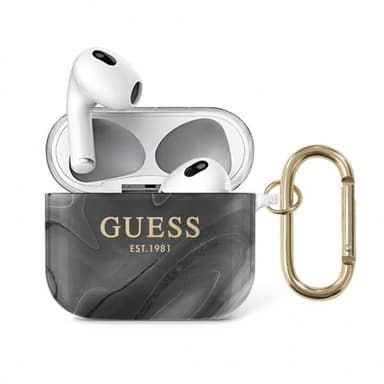 Guess AirPods 3 Kuori Shiny Marble Musta