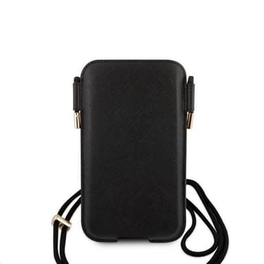 Guess Pouch Saffiano Script Logo Small/Medium Musta