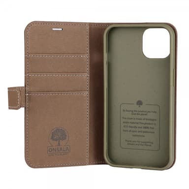 Onsala iPhone 13 Kotelo ECO Wallet Ruskea