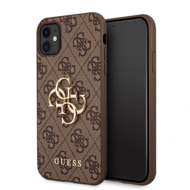 Guess iPhone 11 Kuori Metal Logo Ruskea