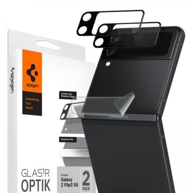 Spigen Samsung Galaxy Z Flip 3 Kameran linssinsuojus Glas.tR Optik Svart + Hinge Film 2-pack