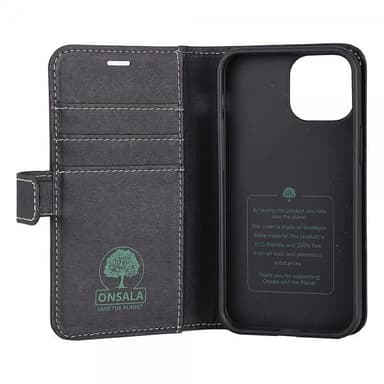 Onsala iPhone 13 Mini Kotelo ECO Wallet Musta