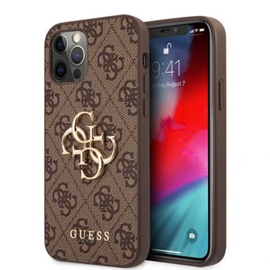 Guess iPhone 12/iPhone 12 Pro Kuori Metal Logo Ruskea