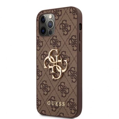 Guess iPhone 12/iPhone 12 Pro Kuori Metal Logo Ruskea