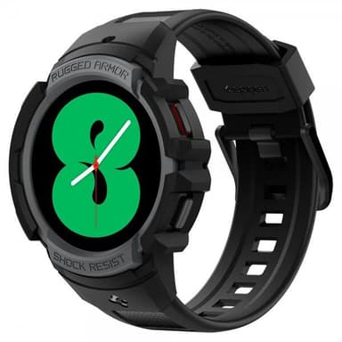 Spigen Samsung Galaxy Watch 4/5 44mm Kuori Rannekkeella Rugged Armor Pro Charcoal Gray