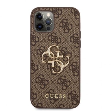 Guess iPhone 12/iPhone 12 Pro Kuori Metal Logo Ruskea