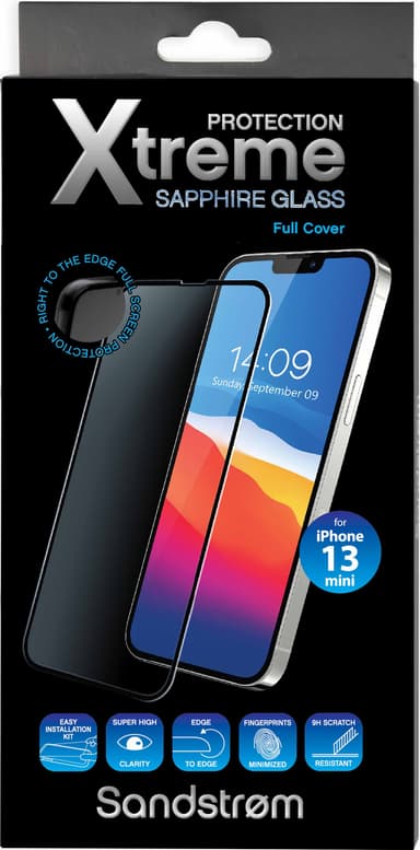 Sandstrøm iPhone 13 mini kaareva näytönsuoja