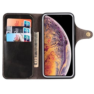 Lompakkokotelo 3-kortti aitoa nahkaa Apple iPhone 13  - musta
