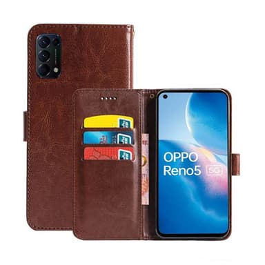 Lompakkokotelo 3-kortti Oppo Reno5 5G  - ruskea