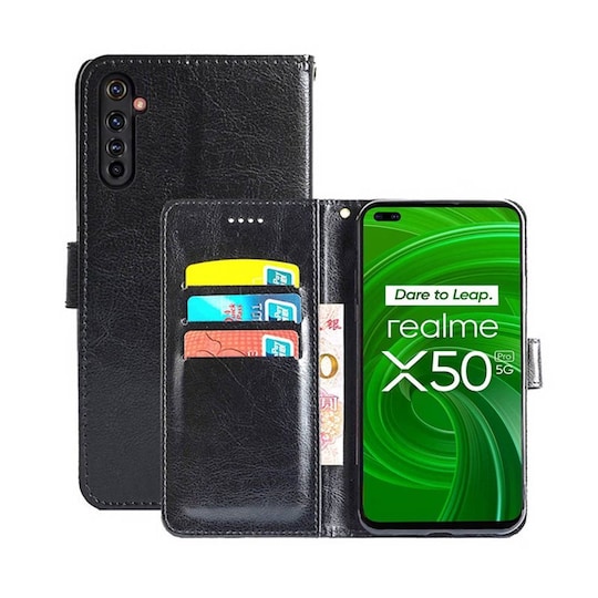 Lompakkokotelo 3-kortti Realme X50 Pro 5G  - musta
