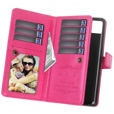 Lompakkotelo Flexi 9-kortti Apple iPhone 13 Pro Max  - pinkki
