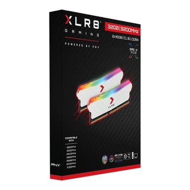 PNY 32GB (2x16GB) XLR8 Gaming EPIC-X RGB™ DDR4 3200MHz Desktop Memory Kit White Edition
