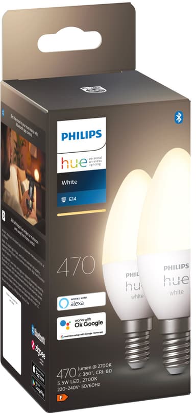 Philips Hue W 5,5W B39 lamppu E14 (2 kpl)