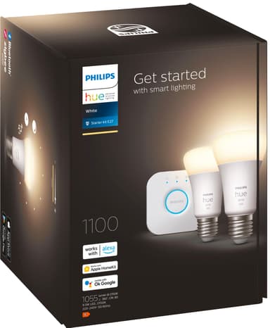 Philips Hue W 9,5W A60 E27 (2 kpl) -aloituspakkaus