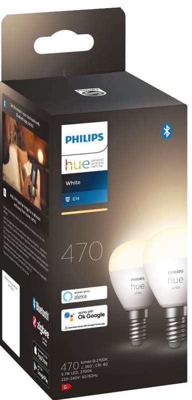 Philips Hue W 5,7W lamppu Lust E14 (2 kpl)