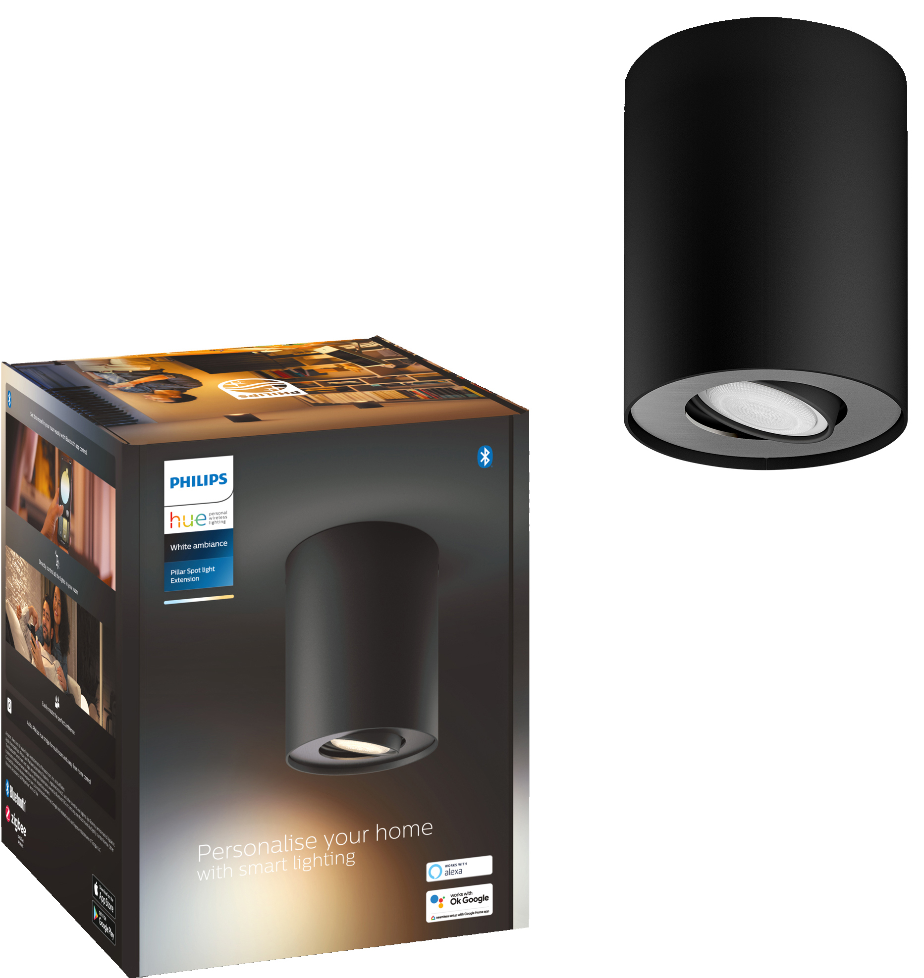 Philips Hue Pillar lisäspottivalo (musta)